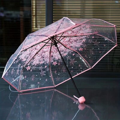 Transparent Flower Design Umbrella